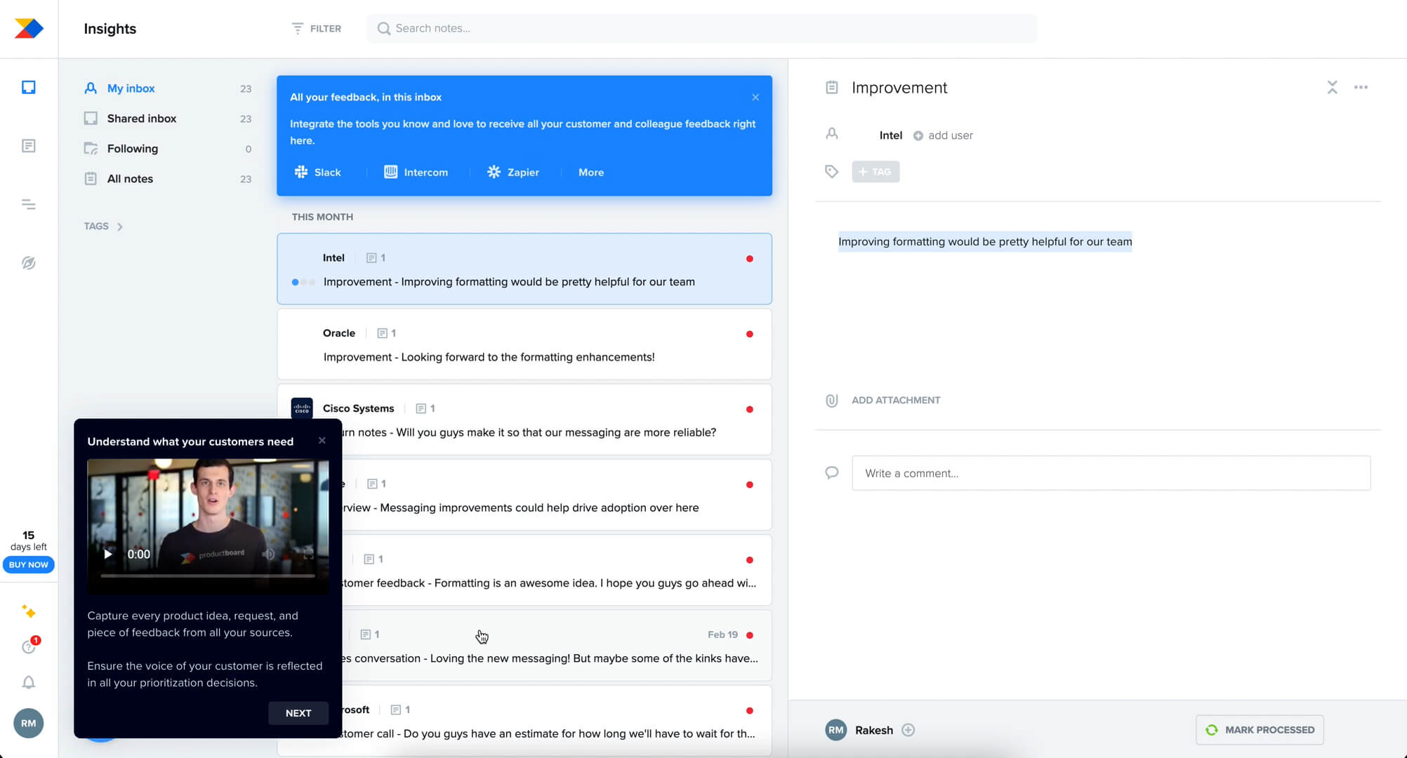 productboard UI, UX Design SaaS Application Design saas ui